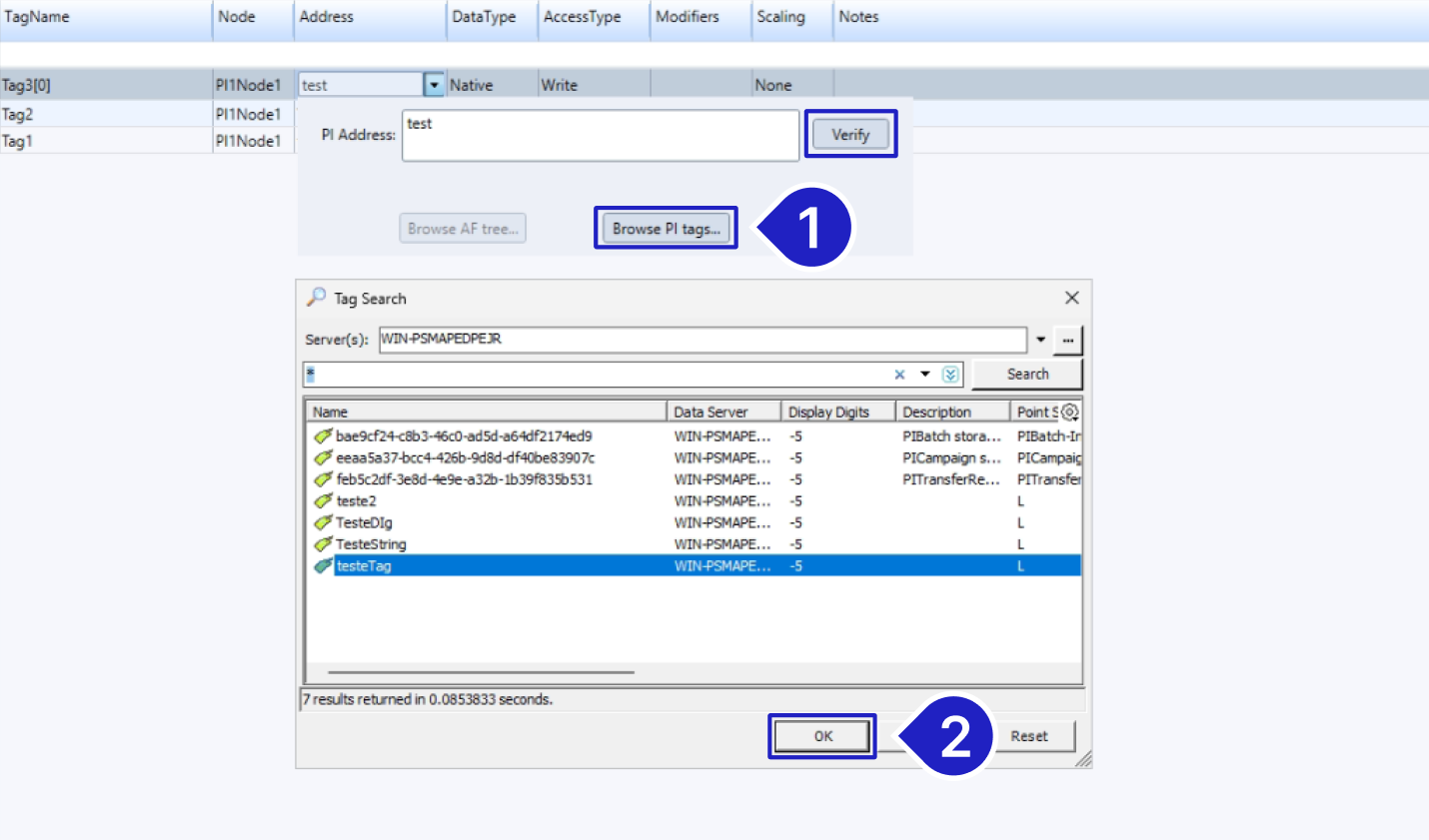 PI Point configuration example