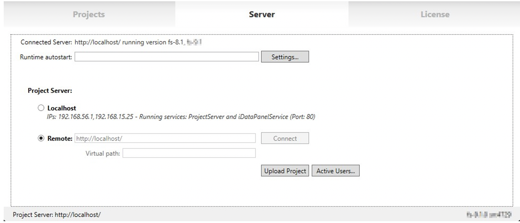 Server tab
