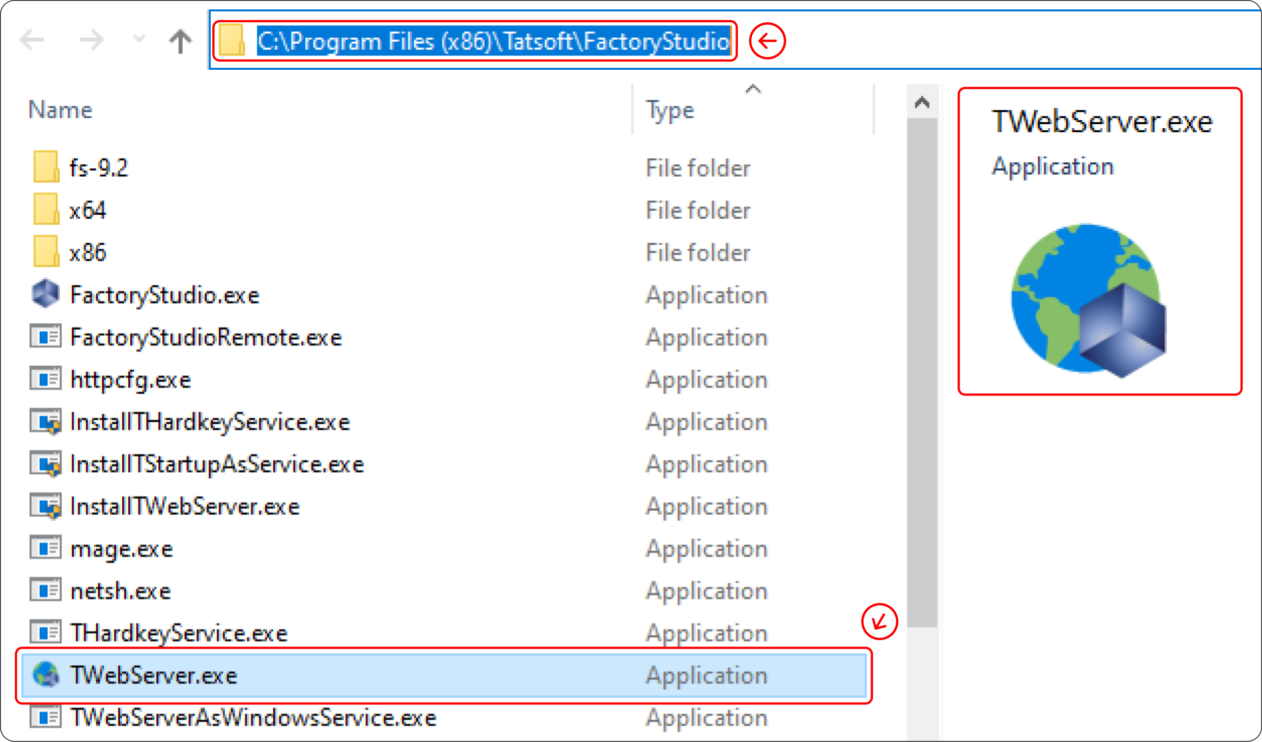 You can found TWebServer.exe in FactoryStudio installation folder