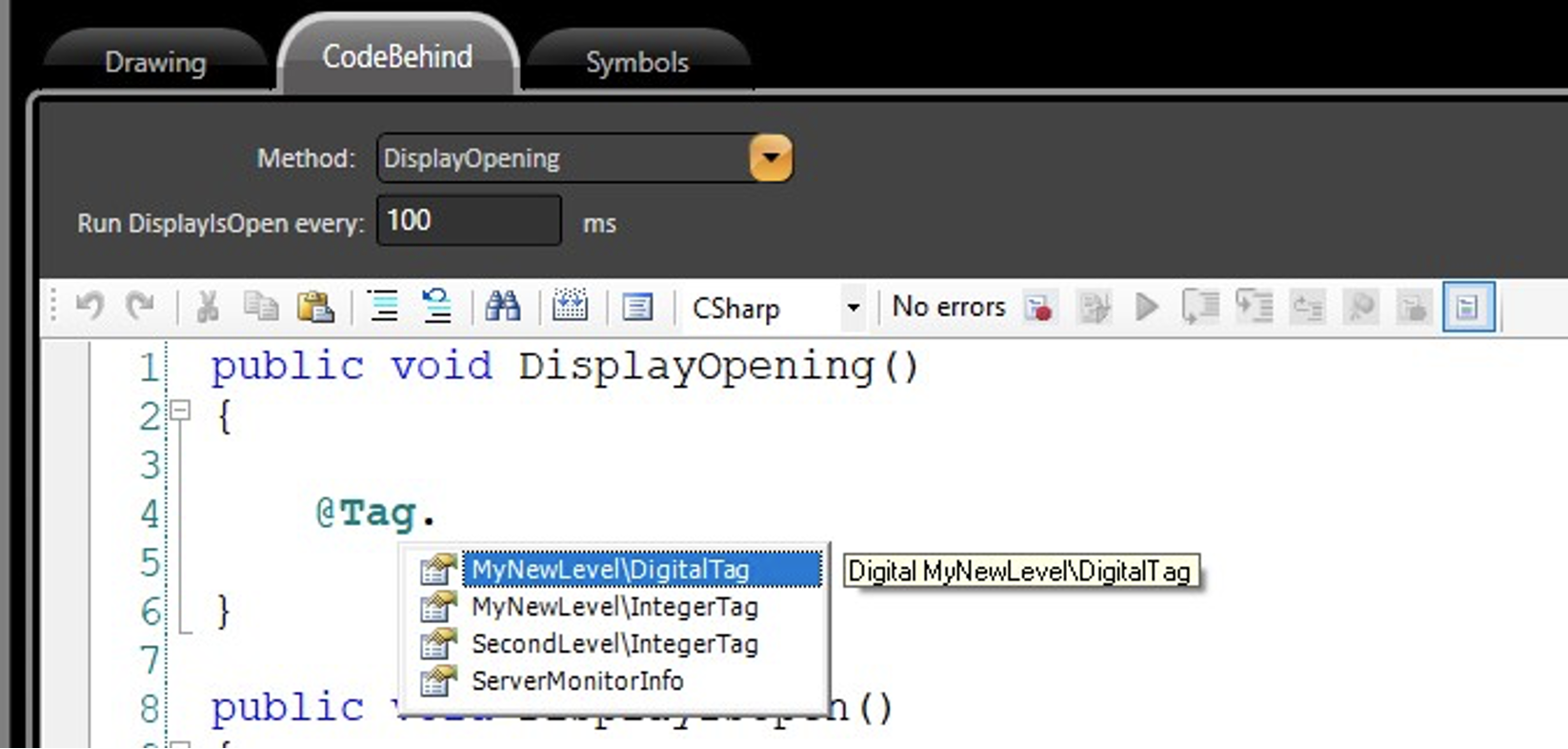 CodeBehing tab